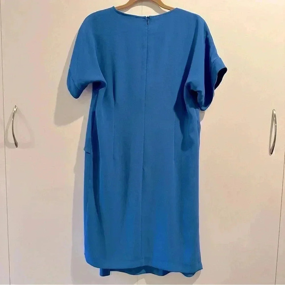 Gerard Darel Paris “Rimini” Crepe Asymmetrical Drape Dress Blue EU 40/US 10 EUC‌ - Picture 6 of 13